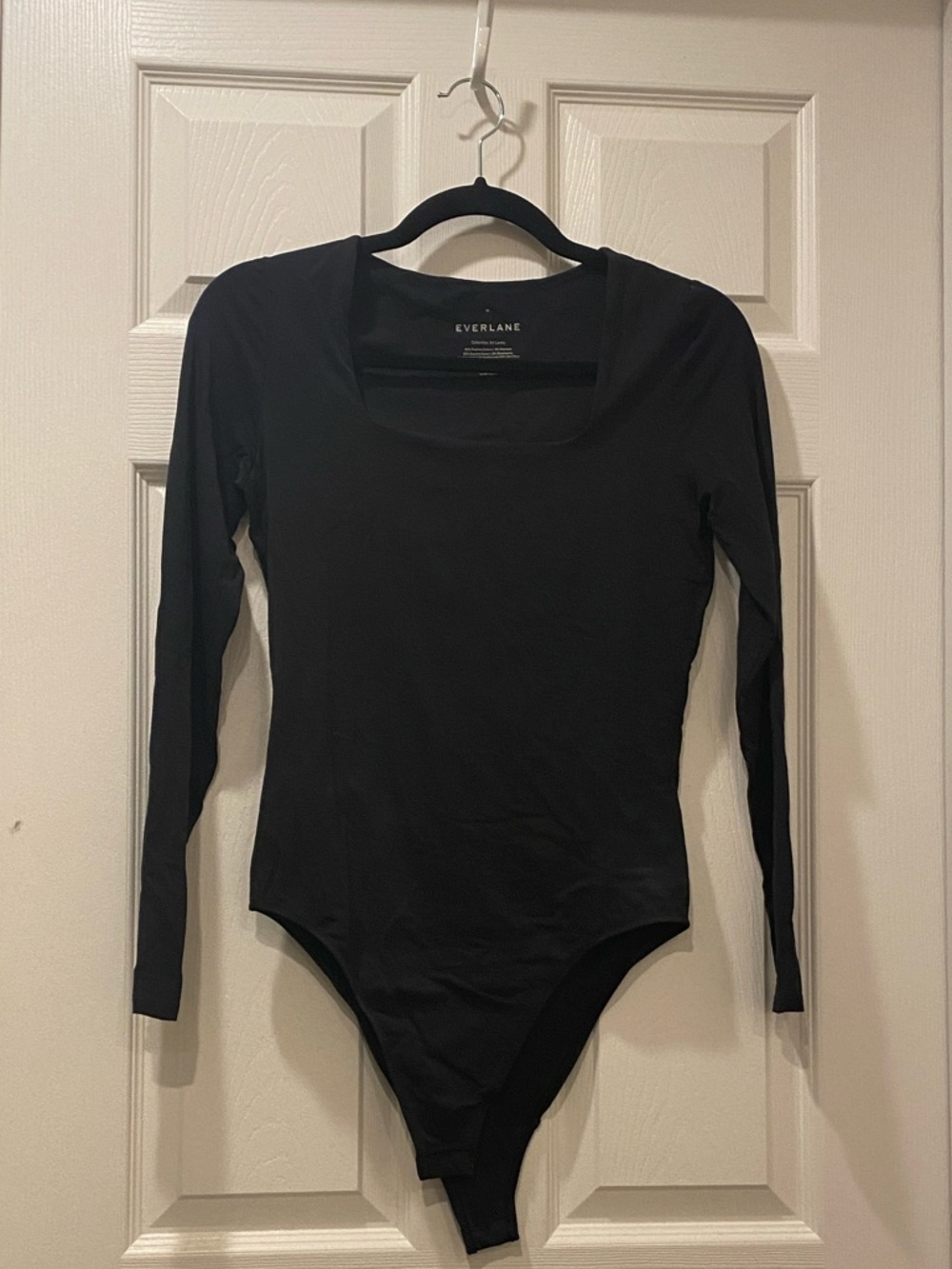 Everlane Black Square Neck Long Sleeve Bodysuit - Size M